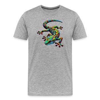 Gecko - Männer Premium Bio T-Shirt - Grau meliert - Vorne - Damien (186cm)
