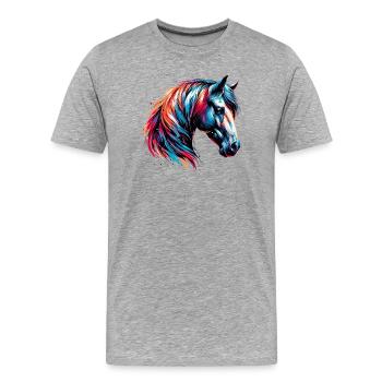 Cheval - T-shirt bio Premium Homme - gris chiné - Devant - Damien (186cm)