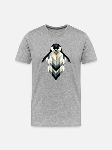 Geometric Penguin – Frosty Elegance - Men's Premium Organic T-Shirt - heather grey