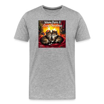 Christmas spirit, cat warmth by the fireplace - Men's Premium Organic T-Shirt - heather grey - Front - Damien (186cm)