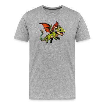 Drache - Männer Premium Bio T-Shirt - Grau meliert - Vorne - Damien (186cm)