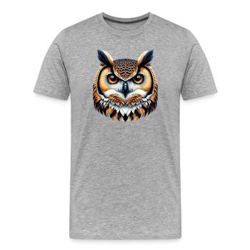 Owl - Men's Premium Organic T-Shirt - heather grey - Front - Damien (186cm)