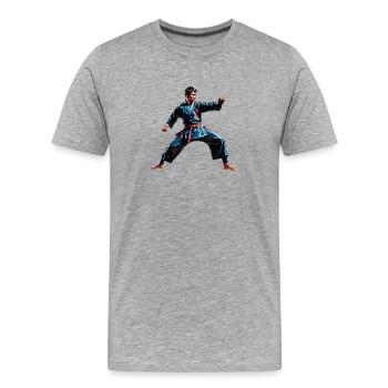 Martial Artist Action Pose Design - Men's Premium Organic T-Shirt - heather grey - Front - Damien (186cm)