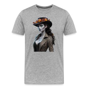 Halloween-Hexe - Der Hirsch-Stalker - Männer Premium Bio T-Shirt - Grau meliert - Vorne - Damien (186cm)