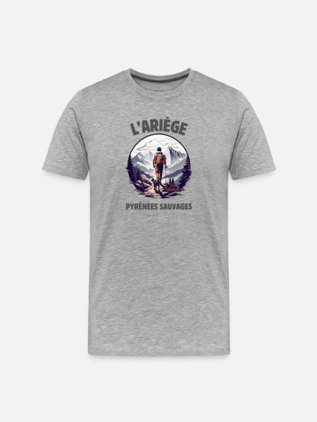 l'Ariège Pyrénées sauvages - T-shirt bio Premium Homme - gris chiné