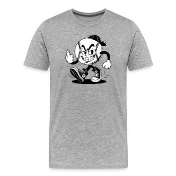 Baseball mit einem selbstbewussten - Männer Premium Bio T-Shirt - Grau meliert - Vorne - Damien (186cm)