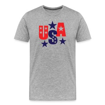 USA, USA, Amerikanisch, USA - Männer Premium Bio T-Shirt - Grau meliert - Vorne - Damien (186cm)