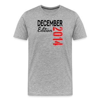 12E ANNIVERSAIRE DÉCEMBRE 2014 - T-shirt bio Premium Homme - gris chiné - Devant - Damien (186cm)
