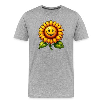 Sonnenblume - Männer Premium Bio T-Shirt - Grau meliert - Vorne - Damien (186cm)