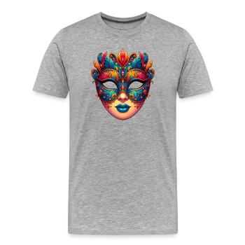 Masque du Carnaval de Venise - T-shirt bio Premium Homme - gris chiné - Devant - Damien (186cm)