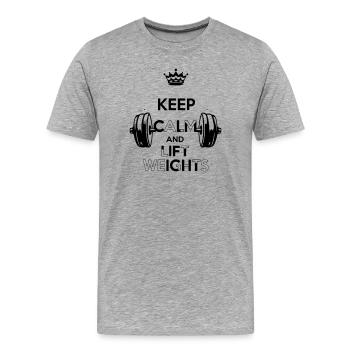 Keep Calm - Men's Premium Organic T-Shirt - heather grey - Front - Damien (186cm)