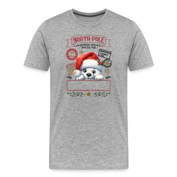 Nordpol Pfötchen im Weihnachtsstil - Männer Premium Bio T-Shirt - Grau meliert - Vorne - Damien (186cm)