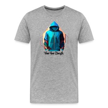 „Urban Energy” – Inspiriert von der Kraft der Stad - Männer Premium Bio T-Shirt - Grau meliert - Vorne - Damien (186cm)