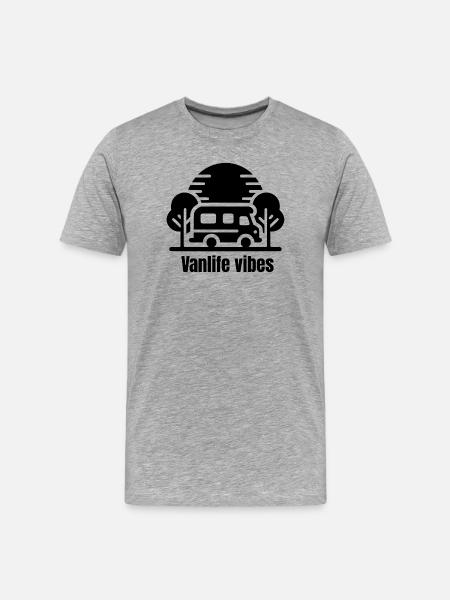 Vanlife Vibes - Männer Premium Bio T-Shirt - Grau meliert