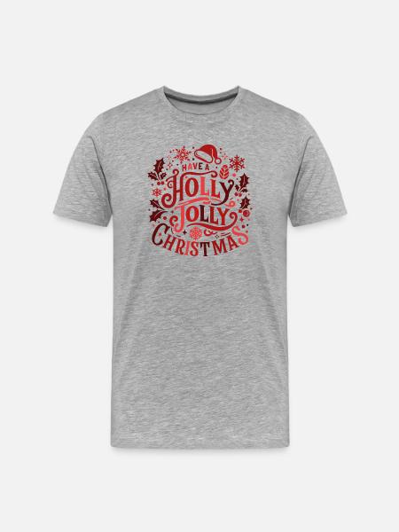 Holly Jolly Christmas Motif - Men's Premium Organic T-Shirt - heather grey