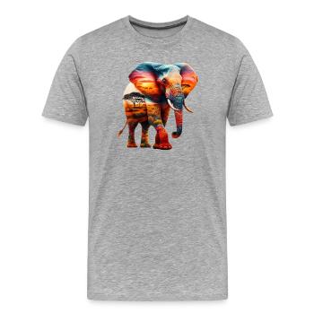 Éléphant - T-shirt bio Premium Homme - gris chiné - Devant - Damien (186cm)