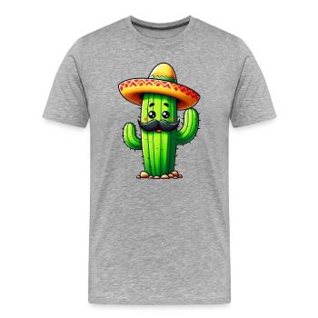 Kaktus - Männer Premium Bio T-Shirt - Grau meliert - Vorne - Damien (186cm)