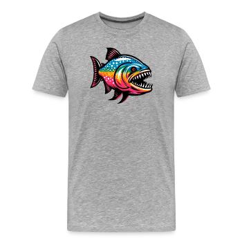 Piranha - Men's Premium Organic T-Shirt - heather grey - Front - Damien (186cm)