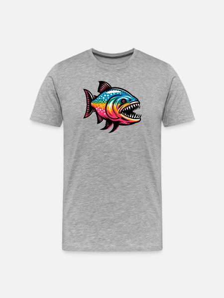 Piranha - Men's Premium Organic T-Shirt - heather grey