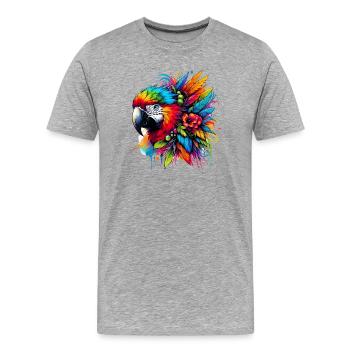 Perroquet - T-shirt bio Premium Homme - gris chiné - Devant - Damien (186cm)
