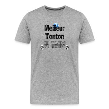 Meilleur Tonton du Monde - T-shirt bio Premium Homme - gris chiné - Devant - Damien (186cm)