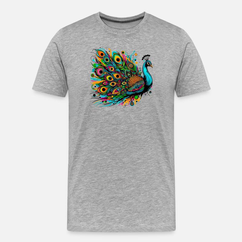Pfau - Männer Premium Bio T-Shirt - Grau meliert