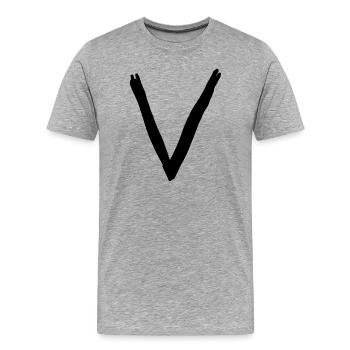 Buchstaben V - Männer Premium Bio T-Shirt - Grau meliert - Vorne - Damien (186cm)