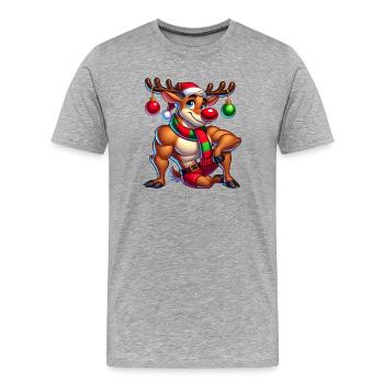 Renne de Noël Rudolf - T-shirt bio Premium Homme - gris chiné - Devant - Damien (186cm)