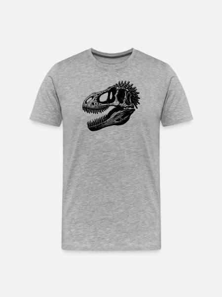 Blick der Urzeit: Dino-Kopf - Männer Premium Bio T-Shirt - Grau meliert