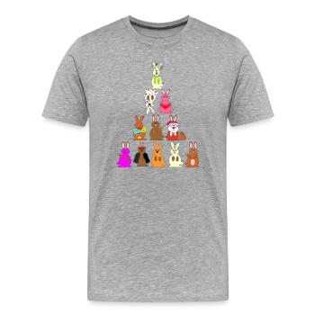 Witzige Kaninchen Comic bunt - Männer Premium Bio T-Shirt - Grau meliert - Vorne - Damien (186cm)