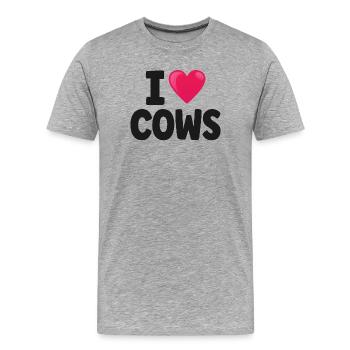 Vache Vaches - T-shirt bio Premium Homme - gris chiné - Devant - Damien (186cm)
