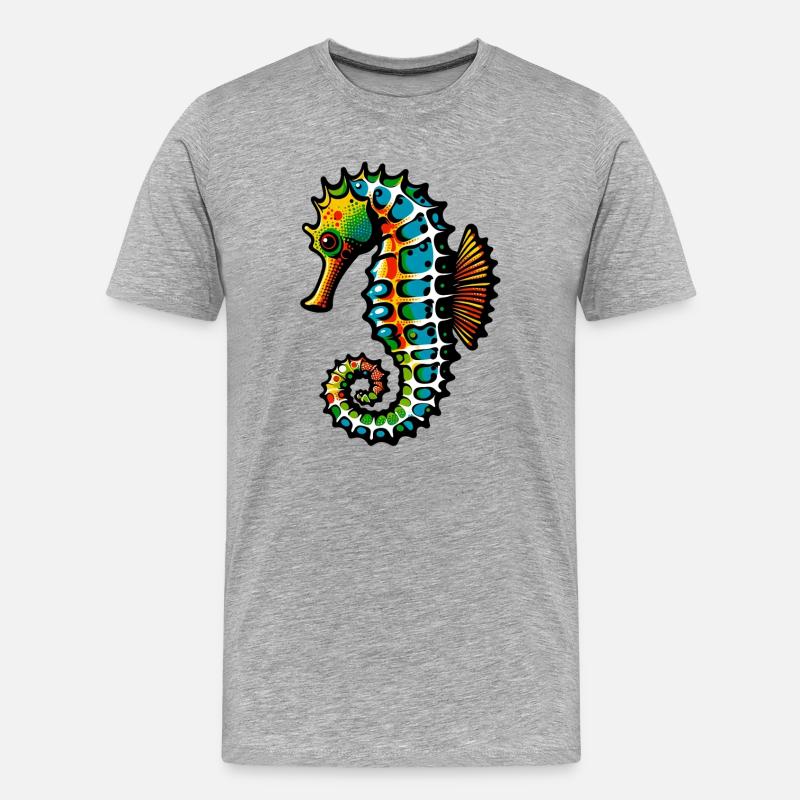 Seepferdchen - Männer Premium Bio T-Shirt - Grau meliert