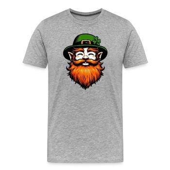 Irischer Kobold Irland - Männer Premium Bio T-Shirt - Grau meliert - Vorne - Damien (186cm)