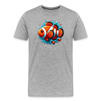 Poisson-clown - T-shirt bio Premium Homme - gris chiné - Devant - Damien (186cm)