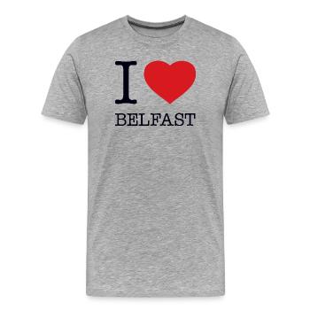 I LOVE BELFAST - Männer Premium Bio T-Shirt - Grau meliert - Vorne - Damien (186cm)