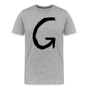 Buchstaben G - Männer Premium Bio T-Shirt - Grau meliert - Vorne - Damien (186cm)