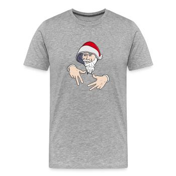 Cooler Gangsta Hip Hop Hand Rap Weihnachtsmann - Männer Premium Bio T-Shirt - Grau meliert - Vorne - Damien (186cm)