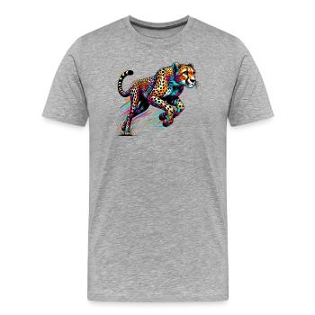 Guépard - T-shirt bio Premium Homme - gris chiné - Devant - Damien (186cm)
