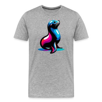 Phoque - T-shirt bio Premium Homme - gris chiné - Devant - Damien (186cm)