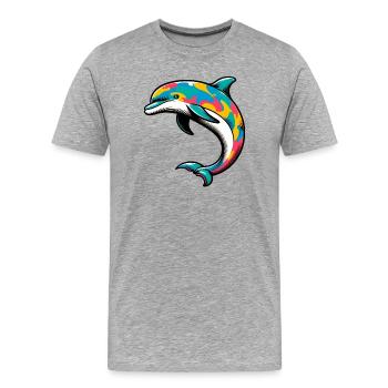 Delfin - Männer Premium Bio T-Shirt - Grau meliert - Vorne - Damien (186cm)