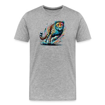 Guépard - T-shirt bio Premium Homme - gris chiné - Devant - Damien (186cm)