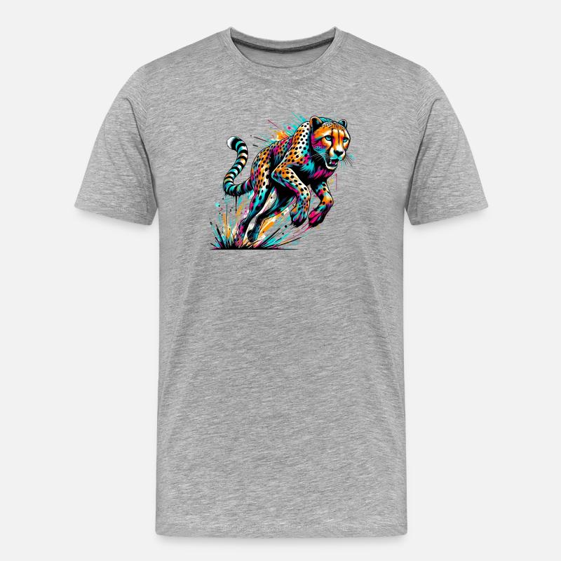 Gepard - Männer Premium Bio T-Shirt - Grau meliert