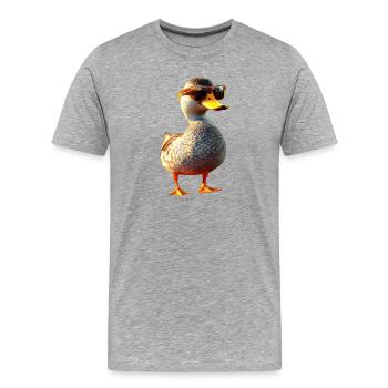 Canard, Canard colvert, Caneton, Caneton, , Canard - T-shirt bio Premium Homme - gris chiné - Devant - Damien (186cm)