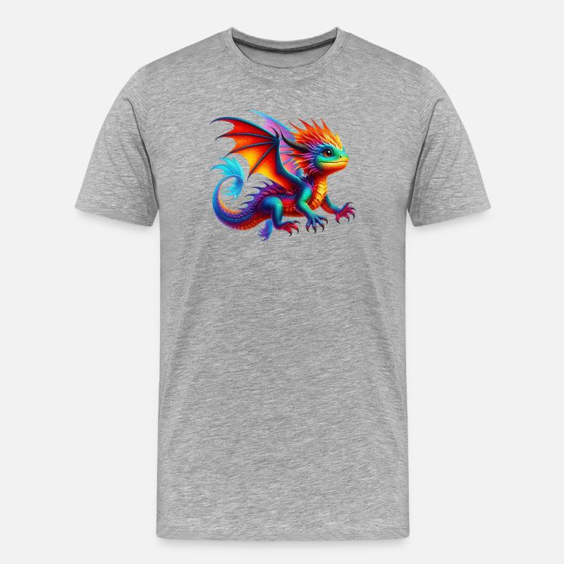 Drache - Männer Premium Bio T-Shirt - Grau meliert