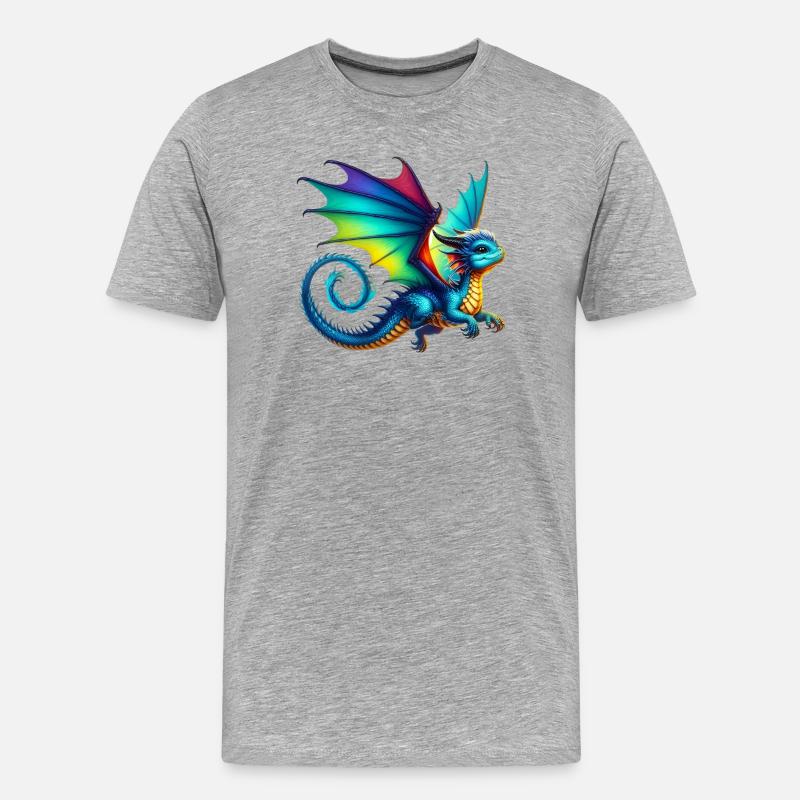 Drache - Männer Premium Bio T-Shirt - Grau meliert
