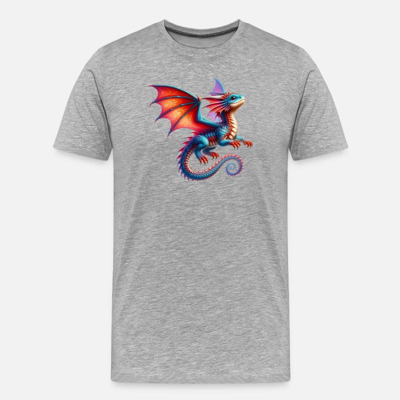 Drache - Männer Premium Bio T-Shirt - Grau meliert