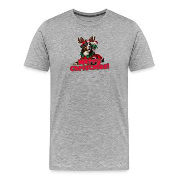 Christmas Bernese Mountain Dog - Men's Premium Organic T-Shirt - heather grey - Front - Damien (186cm)