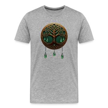 Arbre de vie stylisé - T-shirt bio Premium Homme - gris chiné - Devant - Damien (186cm)