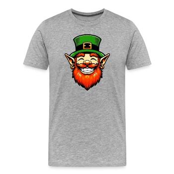 Irish Leprechaun Ireland - Men's Premium Organic T-Shirt - heather grey - Front - Damien (186cm)