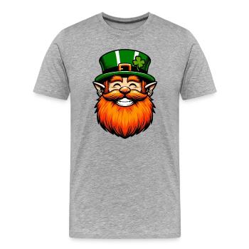 Irish Leprechaun Ireland - Men's Premium Organic T-Shirt - heather grey - Front - Damien (186cm)